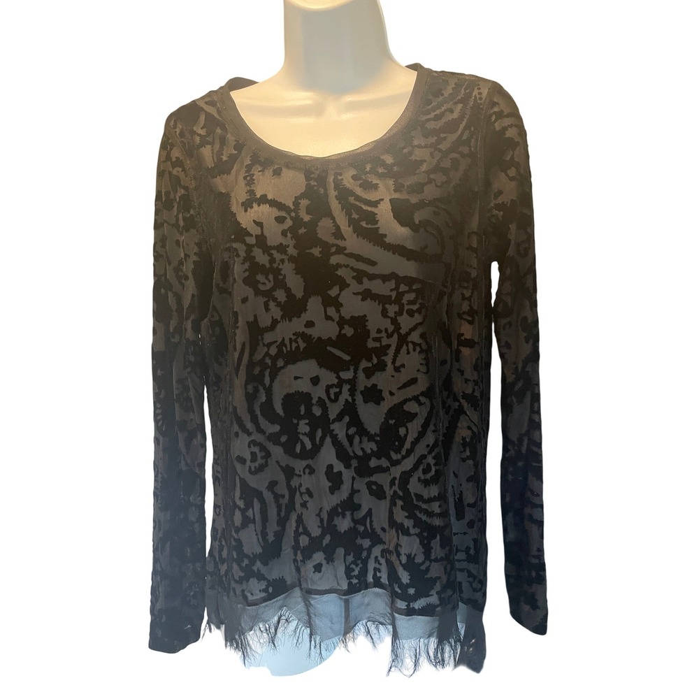 Womens Dark Romance Sheer Burnout Velvet Whimsigoth Top Size M Grunge Emo Witchy